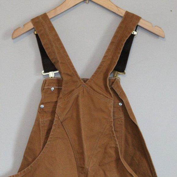 Carhartt Duck Zip to Thigh Bib Overall Unlined R37 Brown Chap 36 X 30 H12051 - Picture 11 of 12
